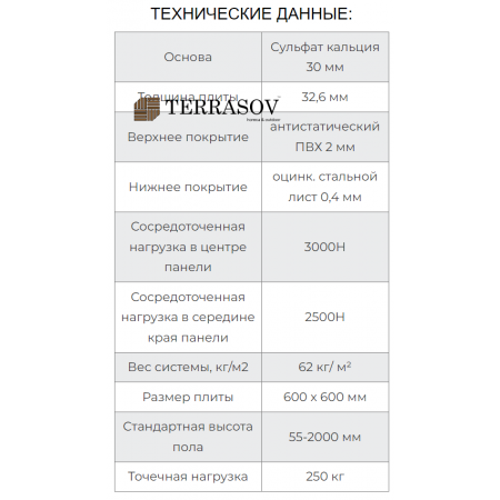 Плита фальшпола из сульфата кальция (КМ0) K&R Design S30St/PVC Tarkett Custom