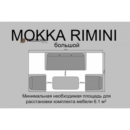Комплект плетеной мебели MOKKA RIMINI (стол кофейный, 2 кресла, софа 3 х-местная)